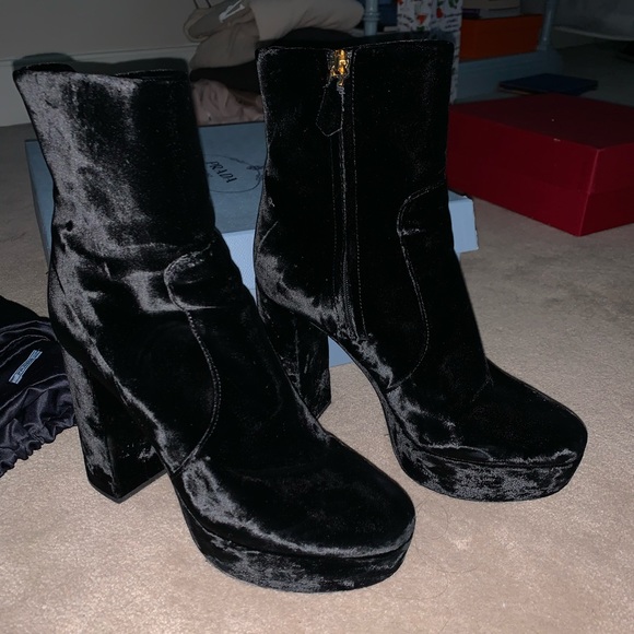 Prada Shoes - Prada Velvet platform booties